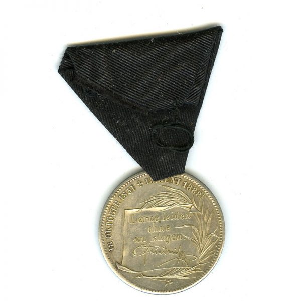 Freidrich III Memorial Medal  1831-1888 silver 	(L10645)  N.E.F. £45 2