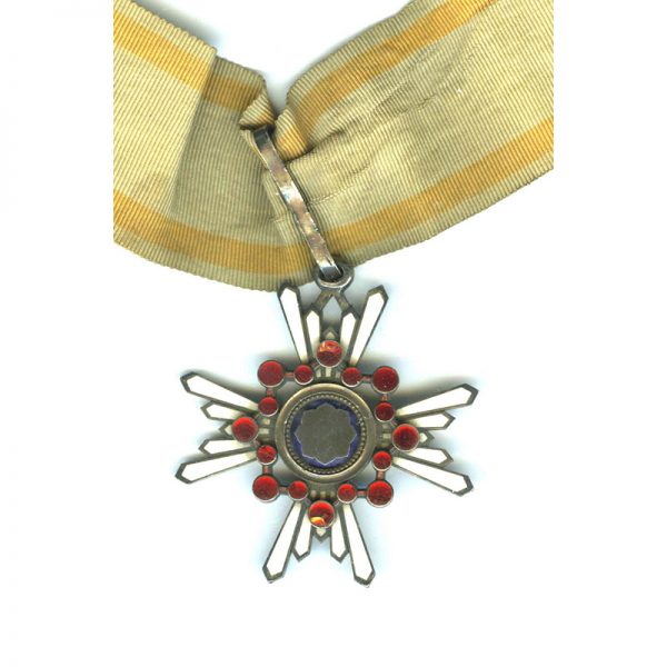 Order of Sacred Treasure 3rd Class neck badge  2 red jewels chipped... 1