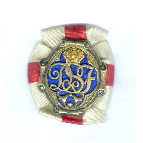 Red Cross merit badge pin back silver gilt and enamel 1