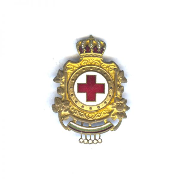 Red Cross Honour badge 1st type gilt and enamel 	(L28123)  V.F. £45 1