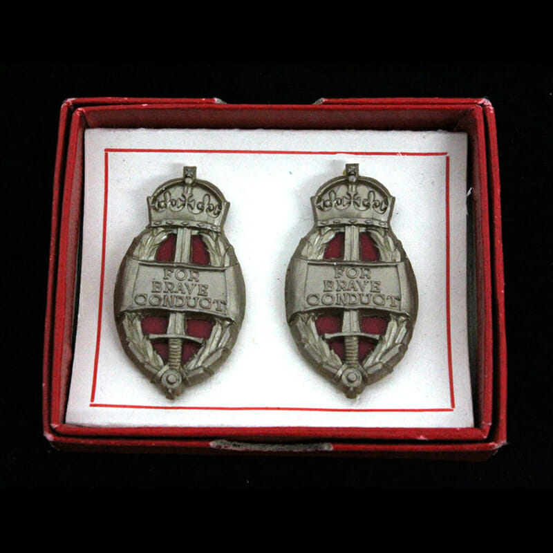 An Original Pair of King’s Commendation for Brave Conduct Badges 1