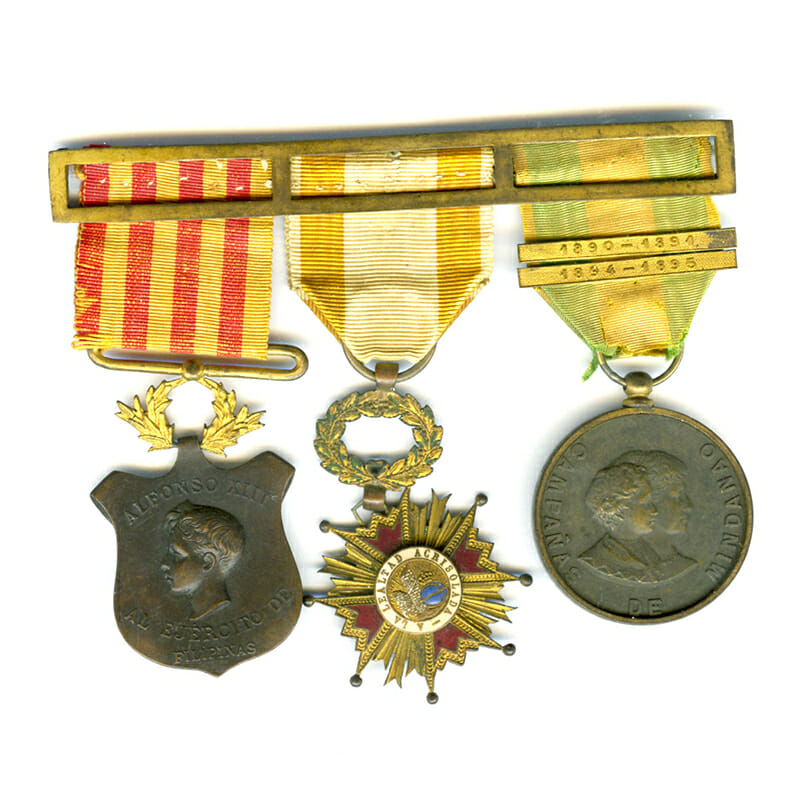 Group of 3: Philippine Campaign medal 1896-1898 1