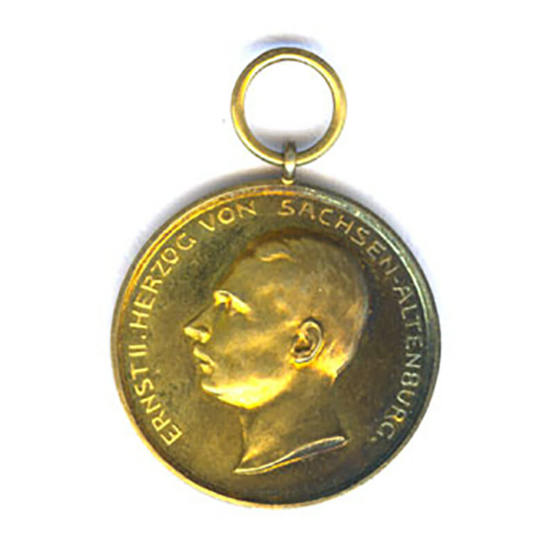 House Order of Saxe Ernestine Ernst II golden  merit medal silver gilt 1