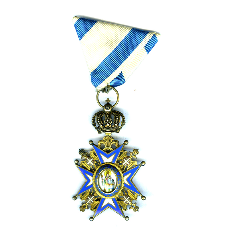 Order of St. Sava 4th Class  Officer green robes 1