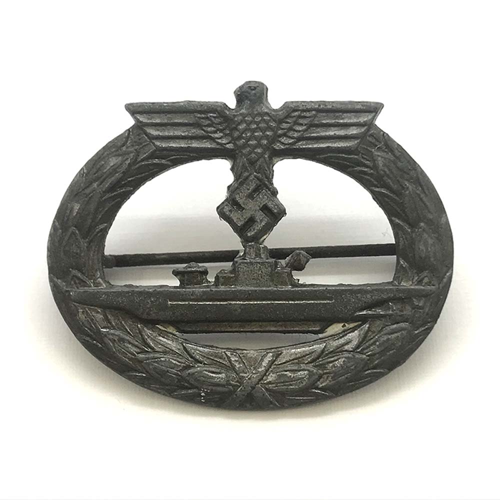 Naval U Boat badge silver wash on zinc 1